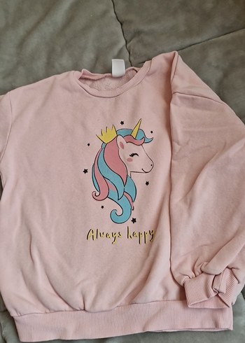 Kız Çocuk Pembe Unicorn Baskılı Sweatshirt - Görsel 4