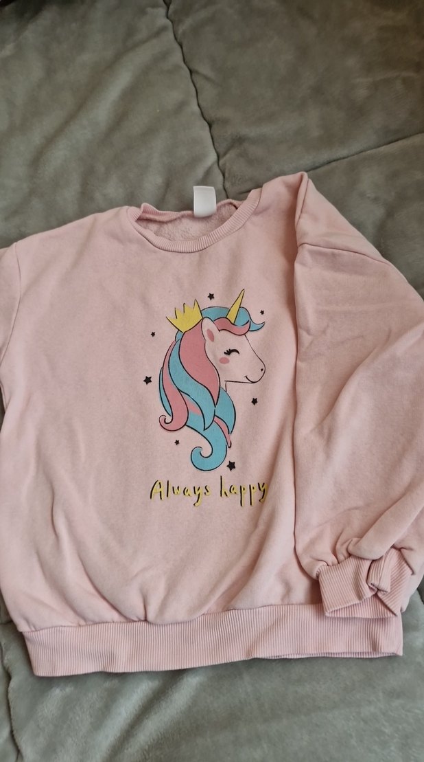 Kız Çocuk Pembe Unicorn Baskılı Sweatshirt - Görsel 4