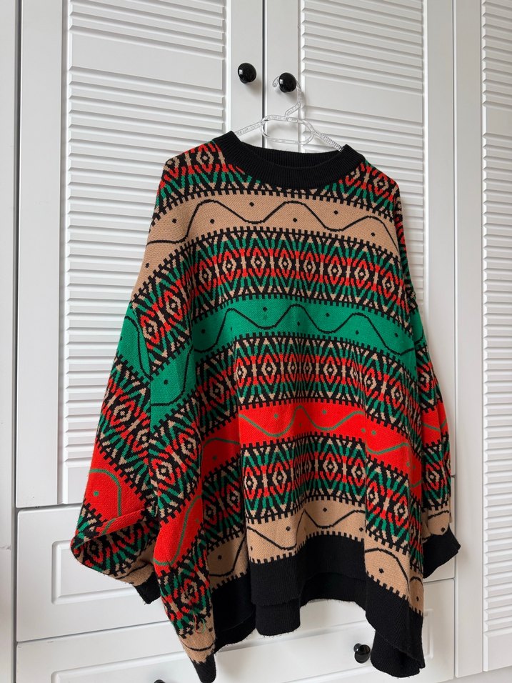 Renkli Bohem Desenli Örgü Kadın Kazak - Görsel 2