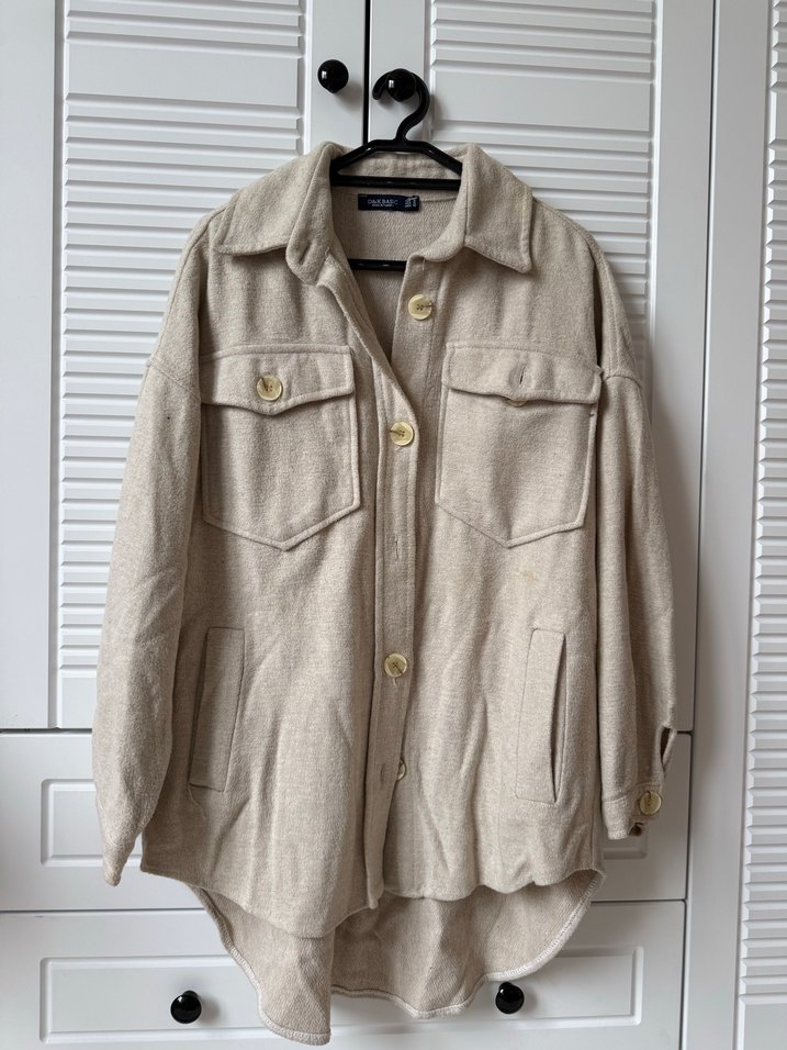 Bej Düğmeli Kadın Keten Ceket - Görsel 2