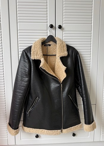 Kürk Detaylı Siyah Deri Kadın Ceket - Görsel 2