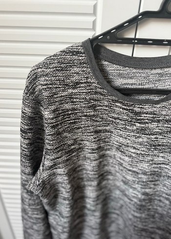 Gri Uzun Kollu Örgü Triko - Görsel 2