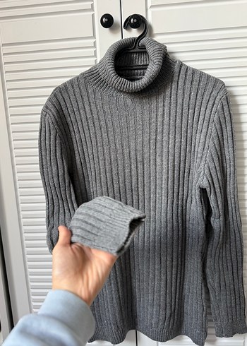 Gri Balıkçı Yaka Triko Kazak - Görsel 2