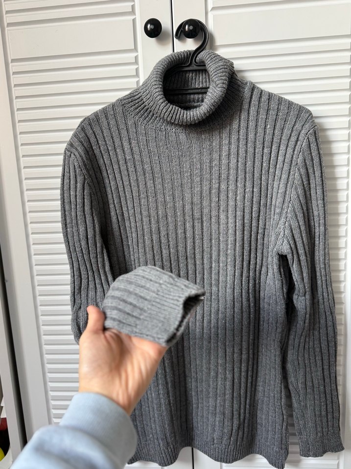 Gri Balıkçı Yaka Triko Kazak - Görsel 2