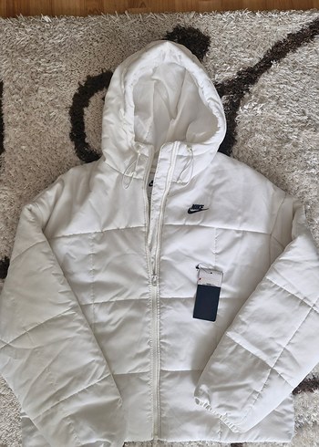 Nike Orjinal Nike Beyaz Kadin Kapusonlu Kislik Mont