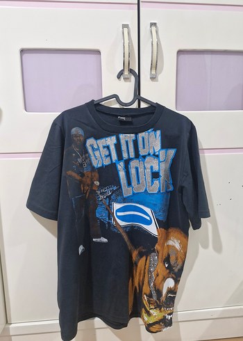 Les Benjamins Get İt On Lock Baskili Lacivert Tisort Y2k Streetwear