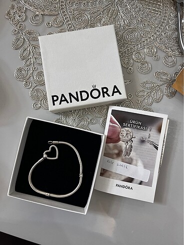 Beden gri Renk ORİJİNAL PANDORA KALP BİLEKLİK