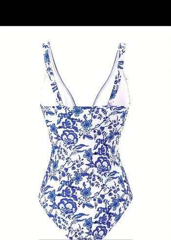 Mavi Drape Detaylı Bohem Mayo ve Pareo 2 li takım - Görsel 4