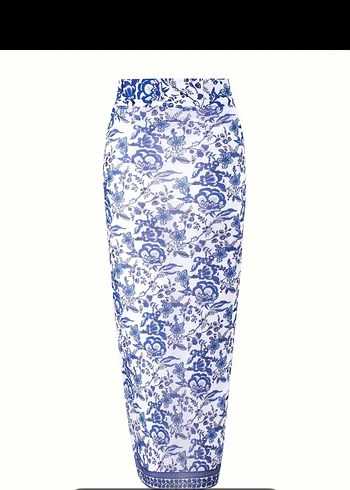 Mavi Drape Detaylı Bohem Mayo ve Pareo 2 li takım - Görsel 6