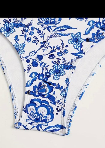 Mavi Drape Detaylı Bohem Mayo ve Pareo 2 li takım - Görsel 8