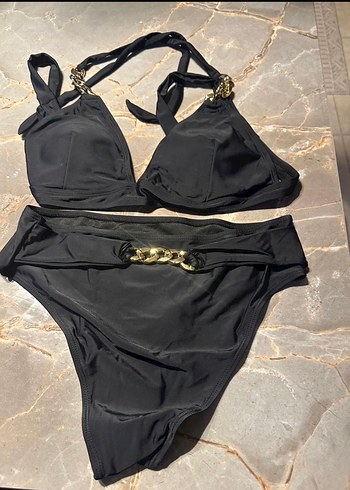 Zincir Detaylı Siyah Mini Bikini - Görsel 6
