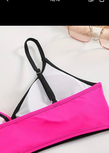 Pembe Siyah Detaylı Bohem Bikini - Görsel 7