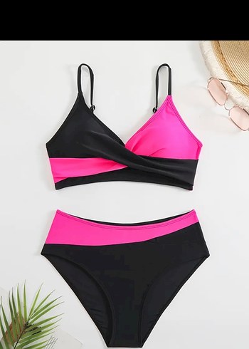 Pembe Siyah Detaylı Bohem Bikini - Görsel 4