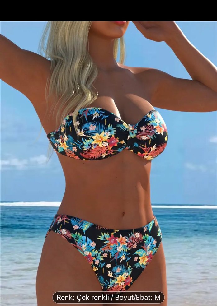 Çiçek Desenli Bohem Mini Bikini - Görsel 3