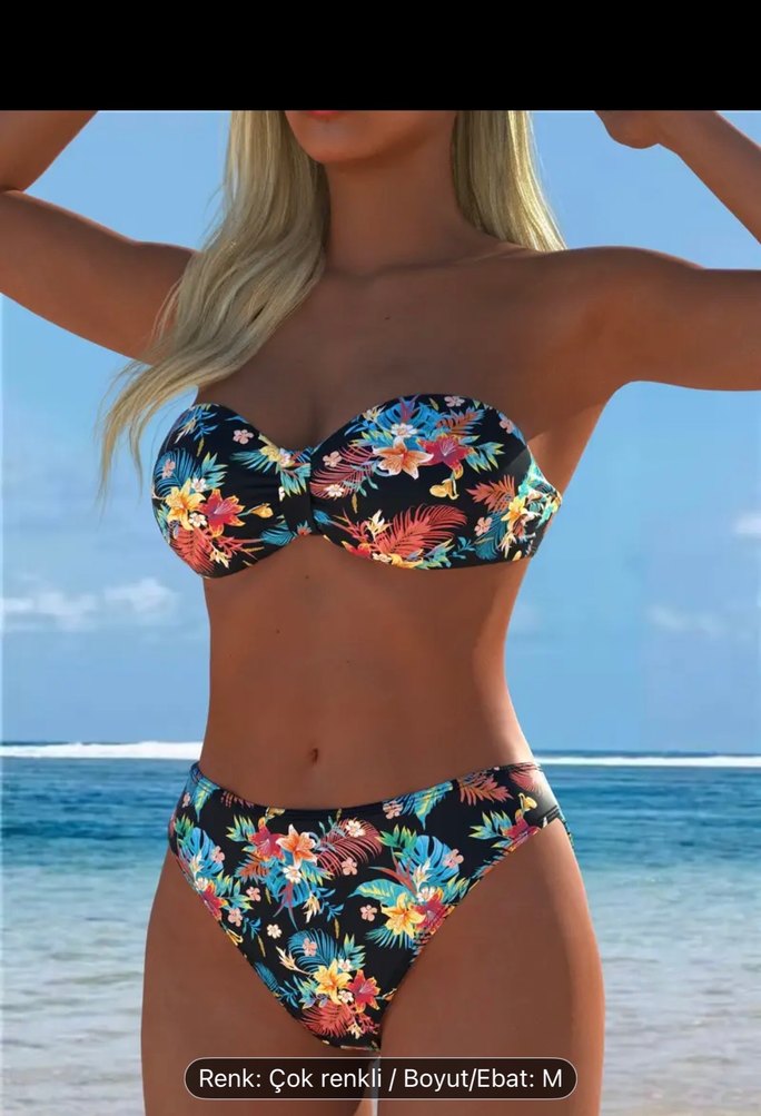 Çiçek Desenli Bohem Mini Bikini - Görsel 2