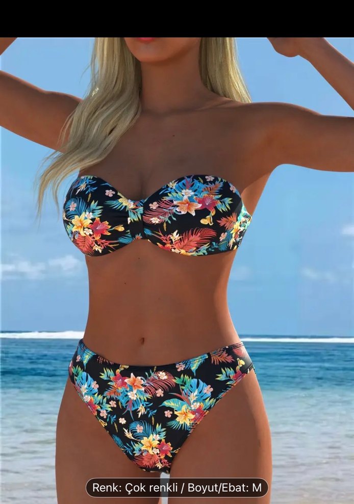 Çiçek Desenli Bohem Mini Bikini - Görsel 4