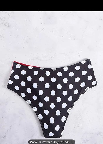 Puantiye Desenli Kırmızı Kemerli Mini Bikini - Görsel 4