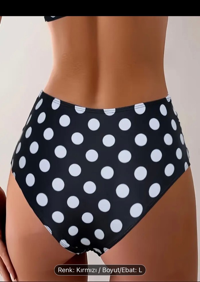 Puantiye Desenli Kırmızı Kemerli Mini Bikini - Görsel 2