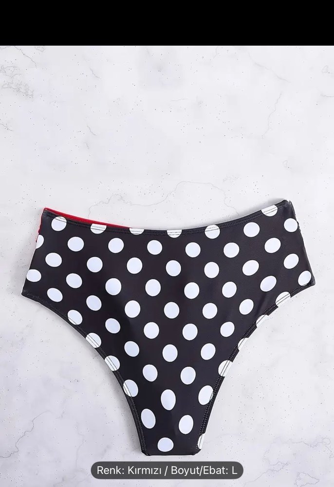Puantiye Desenli Kırmızı Kemerli Mini Bikini - Görsel 4