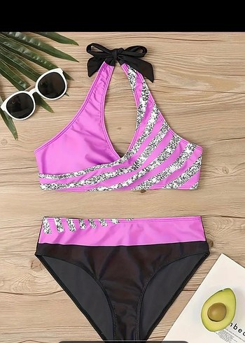 Işıltılı Mor Mini Bikini - Görsel 2