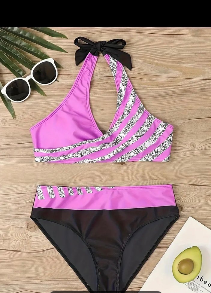 Işıltılı Mor Mini Bikini - Görsel 2