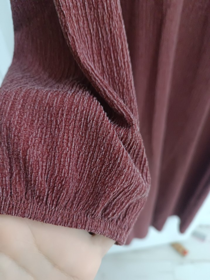 Bordo Uzun mevsimlik Elbise - Görsel 3