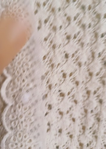 Dantel Detaylı Bej Bohem Triko Kazak - Görsel 3