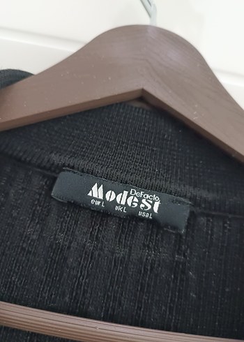 Düğmeli Siyah Uzun Triko Elbise - Görsel 3