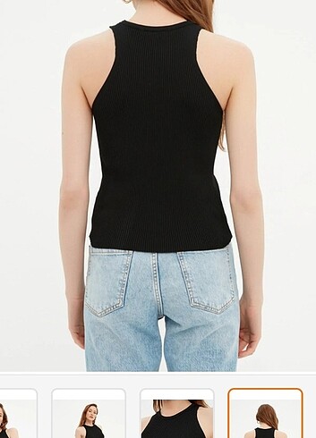 m Beden Trendyolmilla halter yaka fitilli siyah bluz