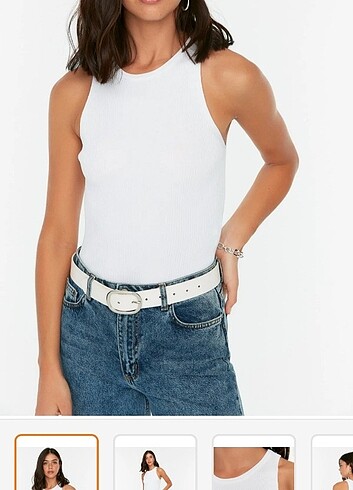 Trendyolmilla halter yaka fitilli beyaz bluz