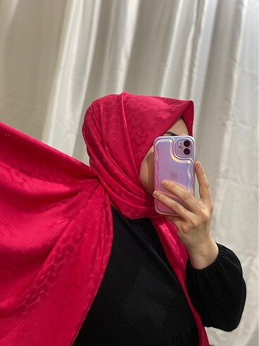 Beden pembe Renk İpeksi jakar elisa desen şal-fuşya