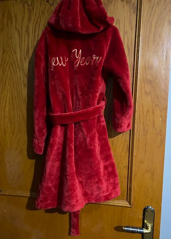 Kırmızı cocuk Midi Yumuşak Ev Sabahlığı - Görsel 2