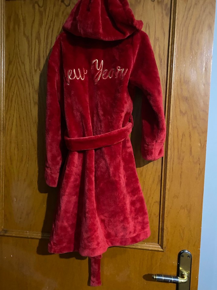 Kırmızı cocuk Midi Yumuşak Ev Sabahlığı - Görsel 2