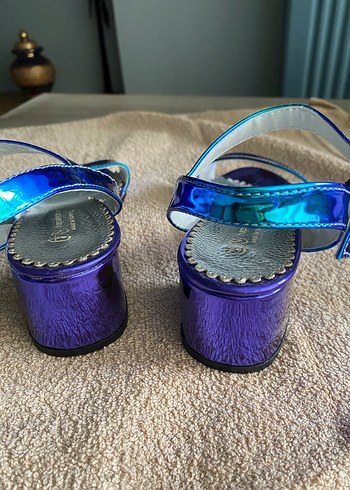 Cocuk Parlak Mavi Blok Topuklu Sandalet - Görsel 3