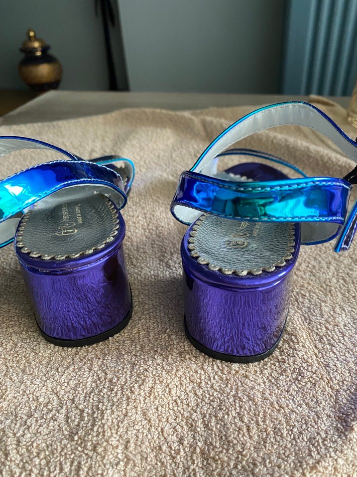 Cocuk Parlak Mavi Blok Topuklu Sandalet - Görsel 3