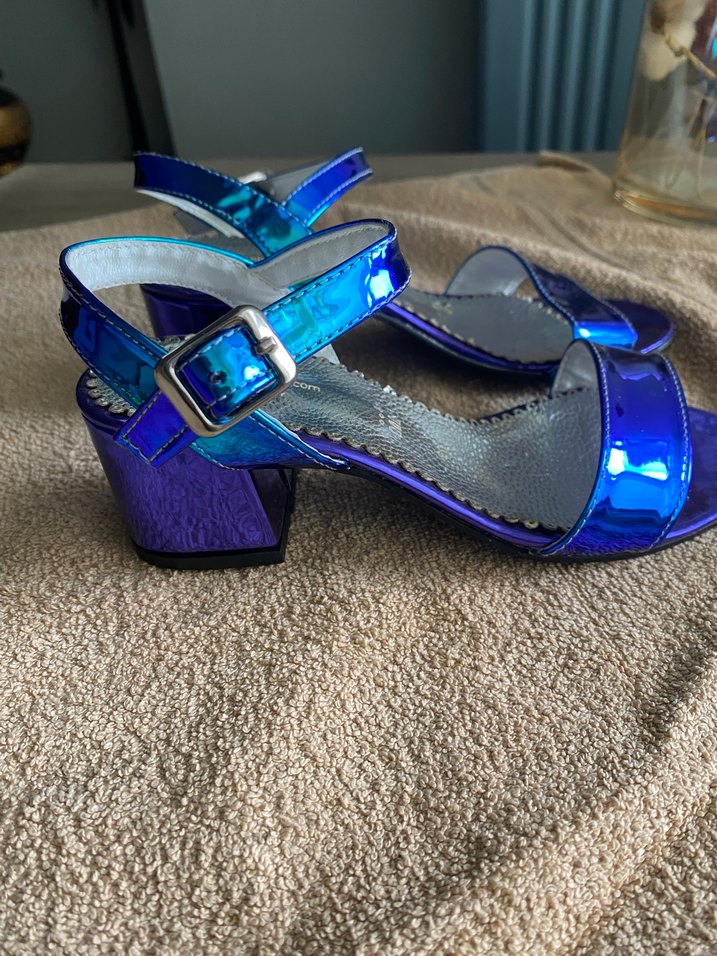 Cocuk Parlak Mavi Blok Topuklu Sandalet - Görsel 2
