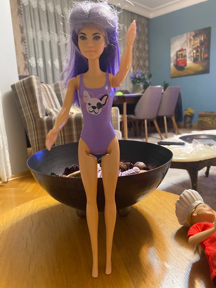 Pastel Mor Saçlı barbıe Bebek - Görsel 2