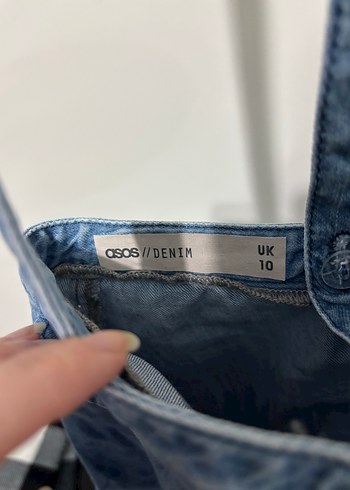 Kadın Mavi Denim Askılı Midi Tulum - Görsel 3