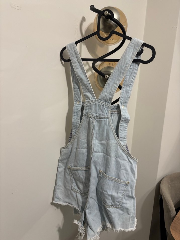 Denim Kısa Salopet - Görsel 2