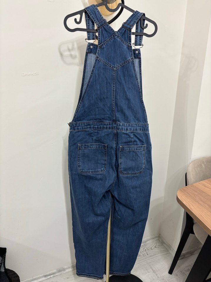 Kadın Lacivert Denim Uzun Tulum - Görsel 2