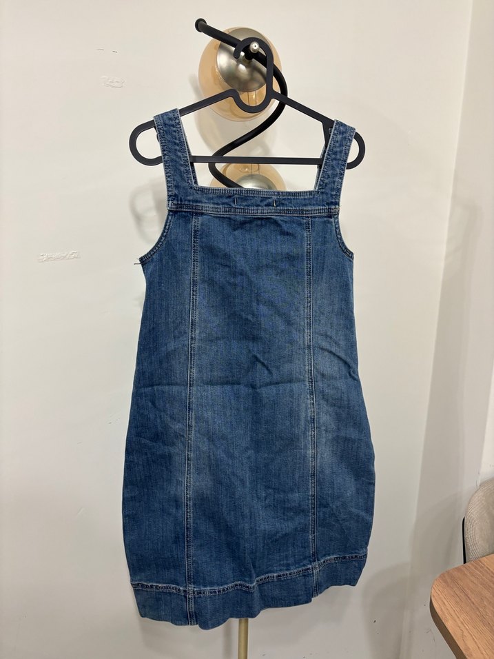 Kadın Mavi Denim Kısa Tulum - Görsel 3