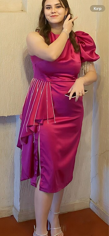 Pembe taşlı abiye