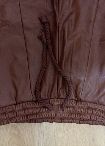 s Beden kahverengi Renk Deri Pantalon