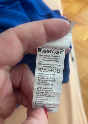 Mavi Saten Kadın Bluz, Kısa Kollu, Salaş - Görsel 5