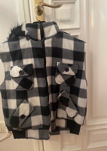 Kürk Detaylı Ekose Desenli Kadın Yelek - Görsel 2