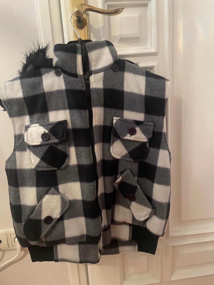 Kürk Detaylı Ekose Desenli Kadın Yelek - Görsel 2