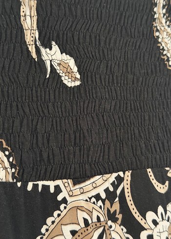 Siyah Desenli Uzun Bohem Straplez Elbise - Görsel 8