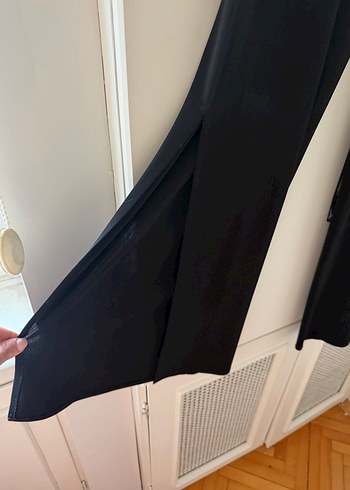 Siyah Kadın Salaş bol paça Kumaş Pantolon - Görsel 3