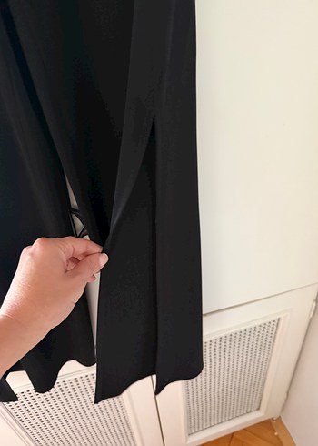 Siyah Kadın Salaş bol paça Kumaş Pantolon - Görsel 4