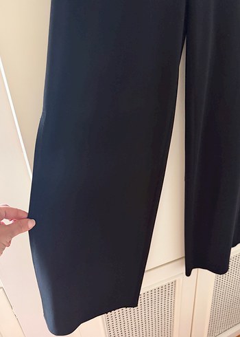 Siyah Kadın Salaş bol paça Kumaş Pantolon - Görsel 5